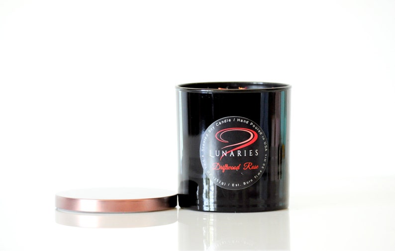 Rose Scented Soy Candles with Wooden Wick and Botanicals.