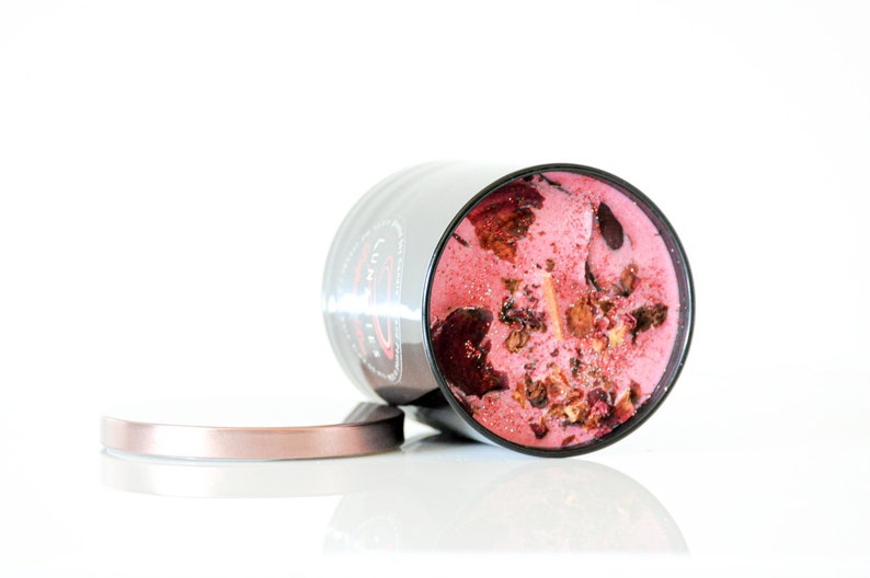 Rose Scented Soy Candles with Wooden Wick and Botanicals.