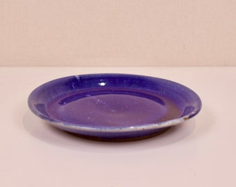 Ceramic Plate with Cobalt Blue Glaze, Handmade