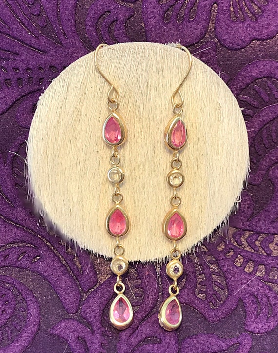 Gorgeous 14k White and Pink Topaz Drop Earrings