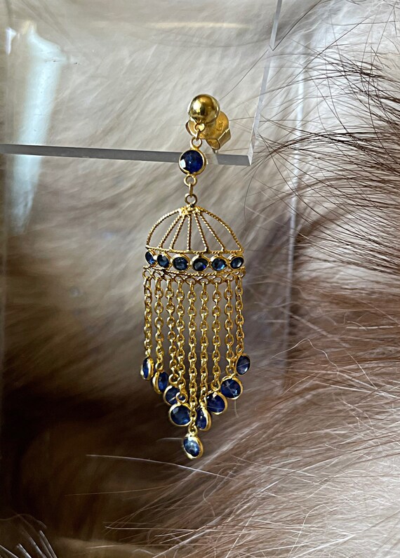 Gorgeous 18k Sapphire Chandelier Earrings - image 4