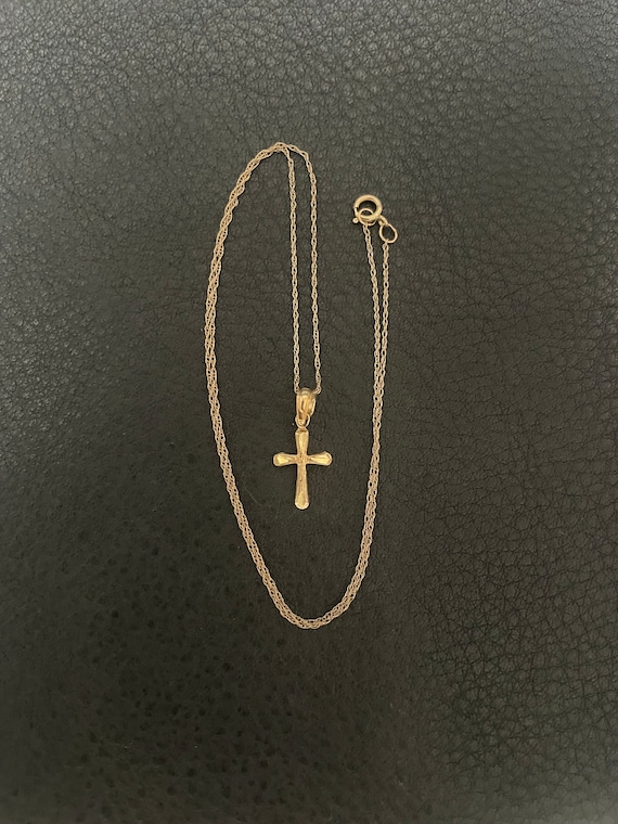 14k Gold Cross Necklace Etsy