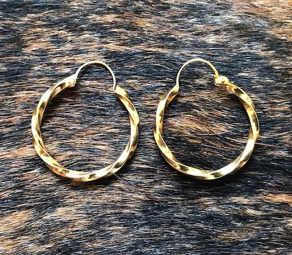 14k gold twisted hoops