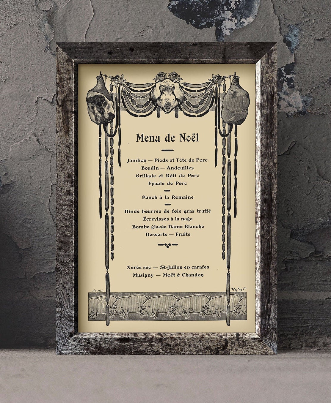 French Menu de Noel Christmas Menu Digitally Enhanced Print | Etsy