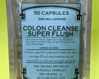 Colon Cleanse Super Flush- Sebi Capsules All Organic Zero Fillers or Binders
