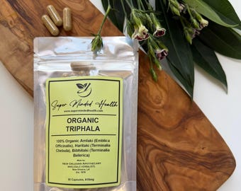 Triphala Capsules | Organic Amlaki Haritaki Bibhitaki | 610mg