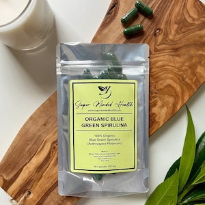 Blue Green Spirulina Capsules | Organic | Arthrospira Platensis | 600mg