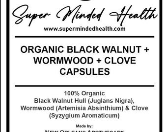 Black Walnut Wormwood Clove Capsules | Organic Herbal Blend | 570mg | No Fillers
