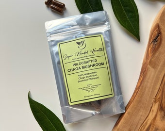 Chaga Mushroom Capsules | Wild-Crafted | Inonotus Obliquus | Natural Birch Tree | 400mg