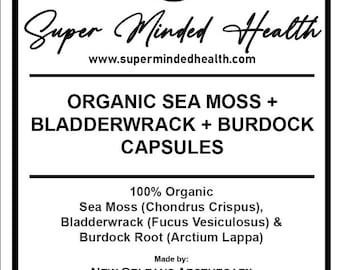 Sea Moss Bladderwrack Burdock Root Capsules | Organic Mineral Blend | 710mg | No Fillers