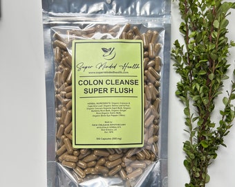 500 Colon Cleanse Super Flush All Organic Herbs Zero Fillers Or Binders Capsules