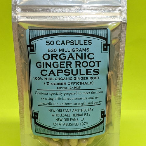 Organic Ginger Root Powder Capsules(Zingiber Officinale ) 530MG
