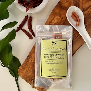 Cayenne Pepper Powder Capsules | Organic | 180,000 HU | Capsicum Annuum | 500mg | Carminative