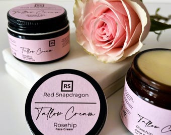 Rosehip Tallow Face Cream | Organic All Natural | Whipped Grass Fed Beef Tallow