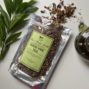 Good Vibe Tea (32 Servings) Loose Organic Herbal Tea Butterfly Pea Blend