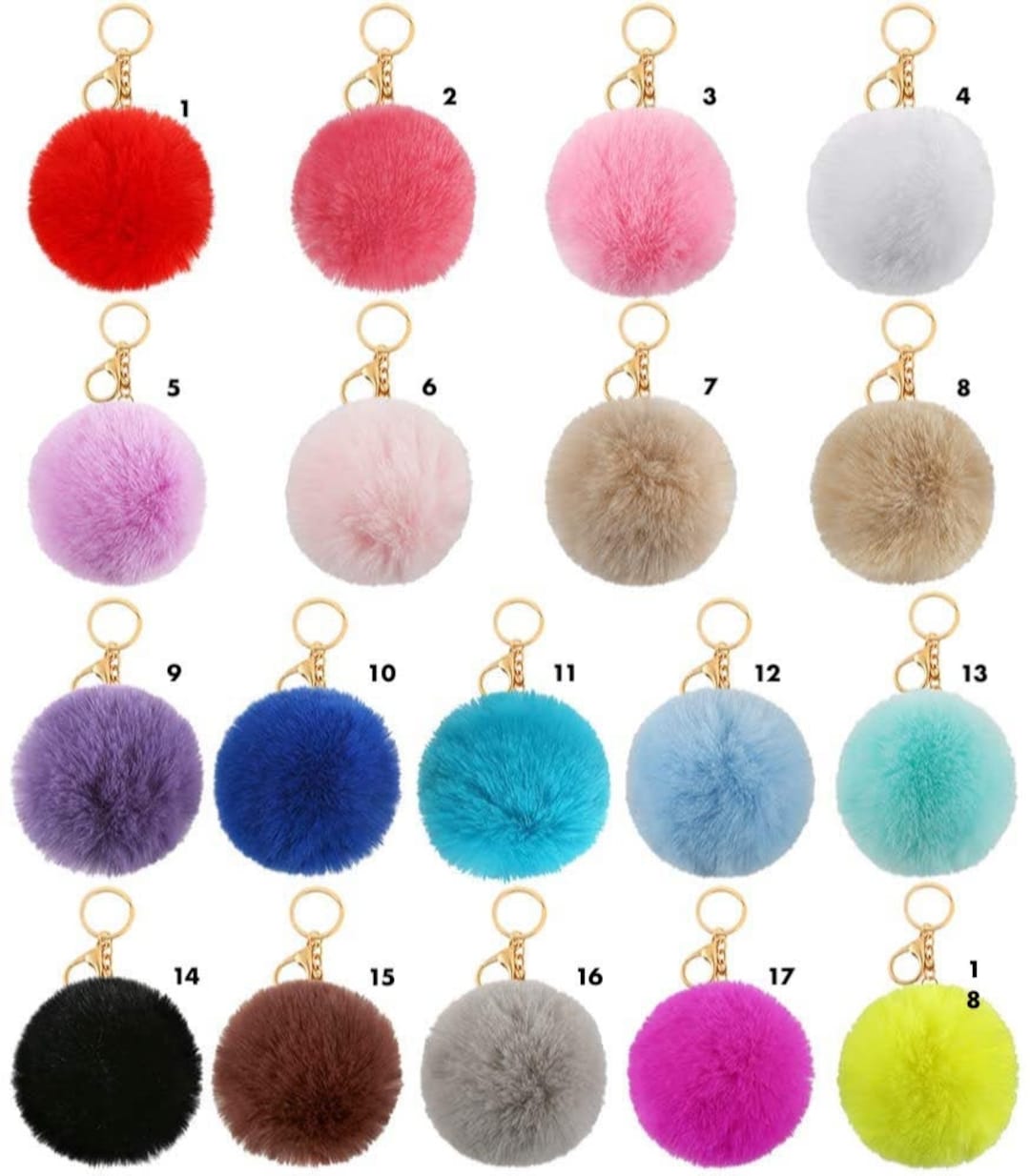 Pom Pom Keychain 3 Diameter Vegan Puff Ball Faux Etsy