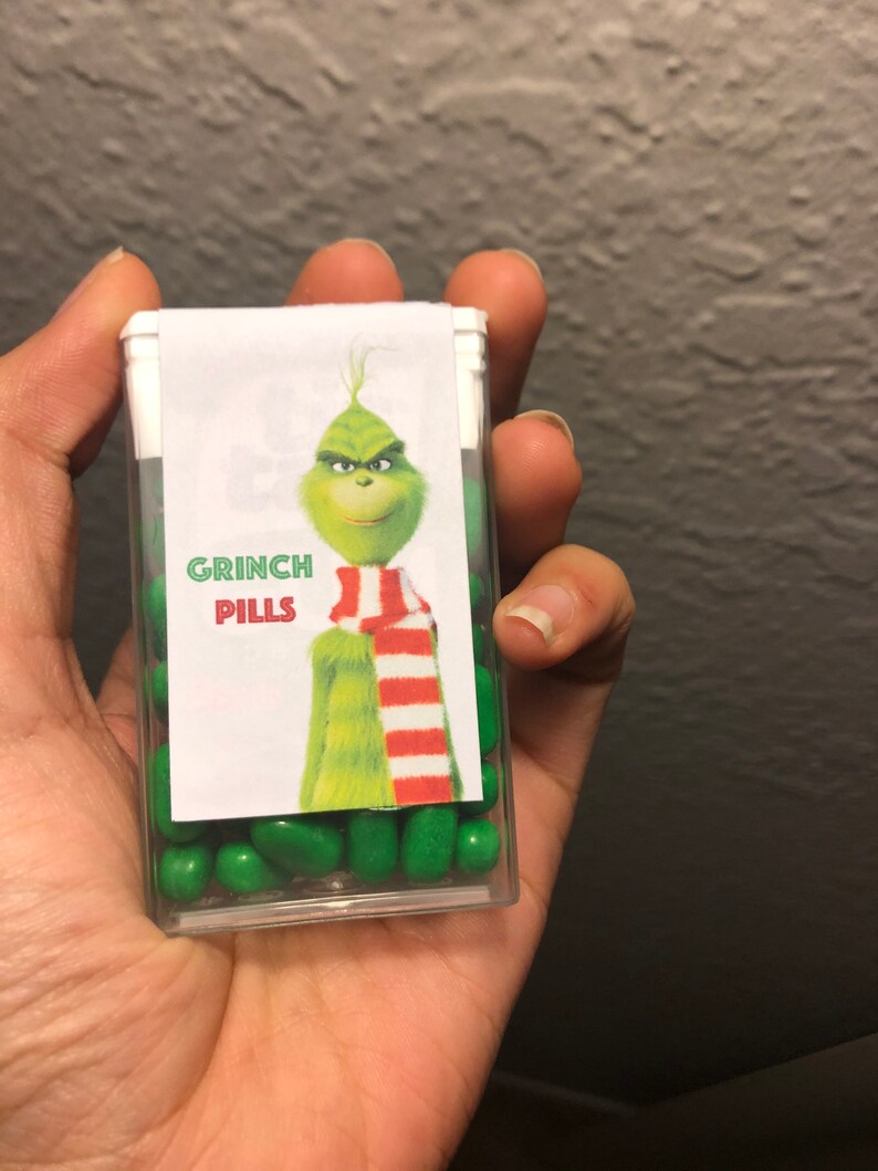 Grinch Pills printable Tic Tac Printable 10 sticker per | Etsy