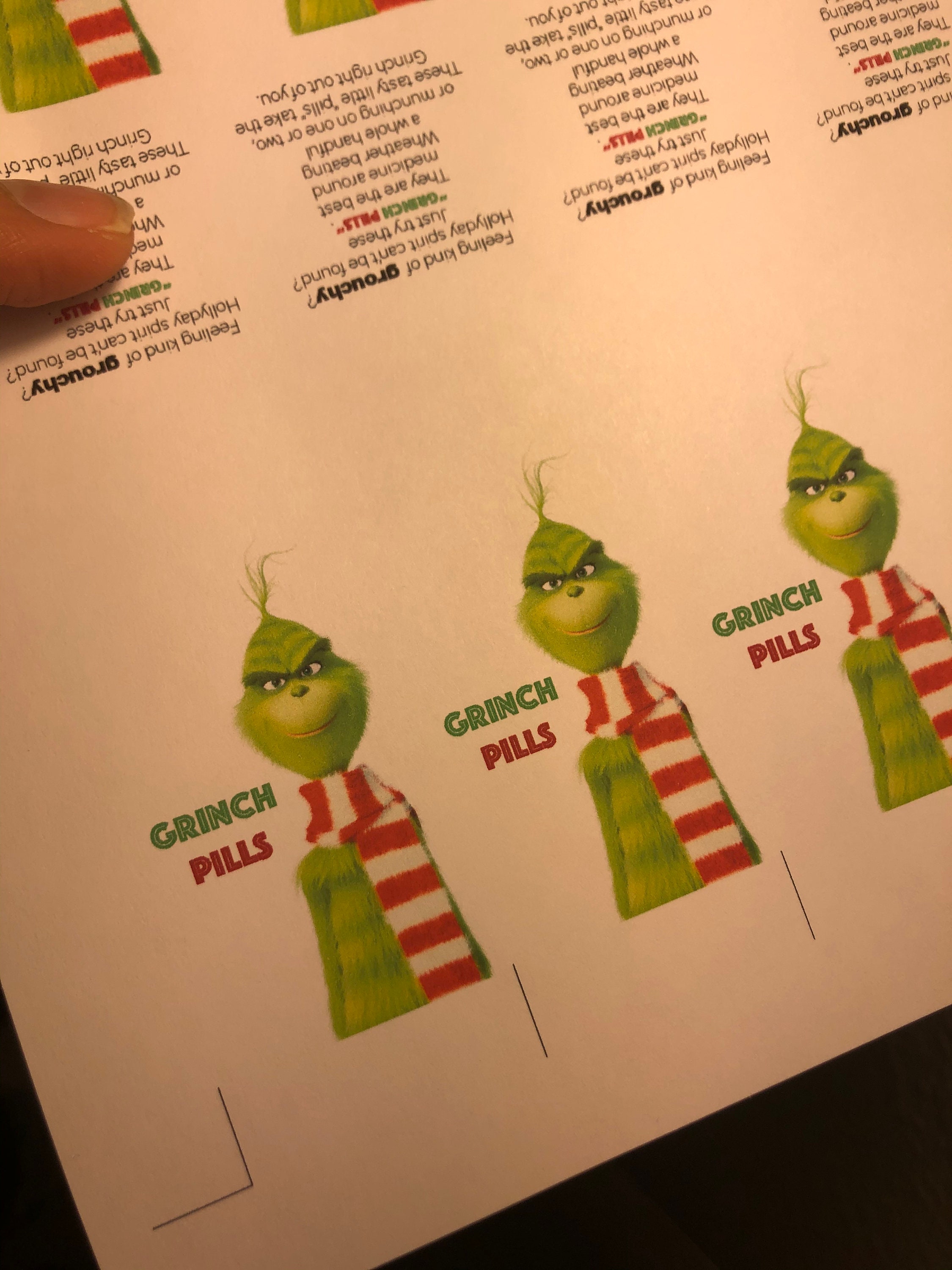 Grinch Pills printable Tic Tac Printable 10 sticker per | Etsy