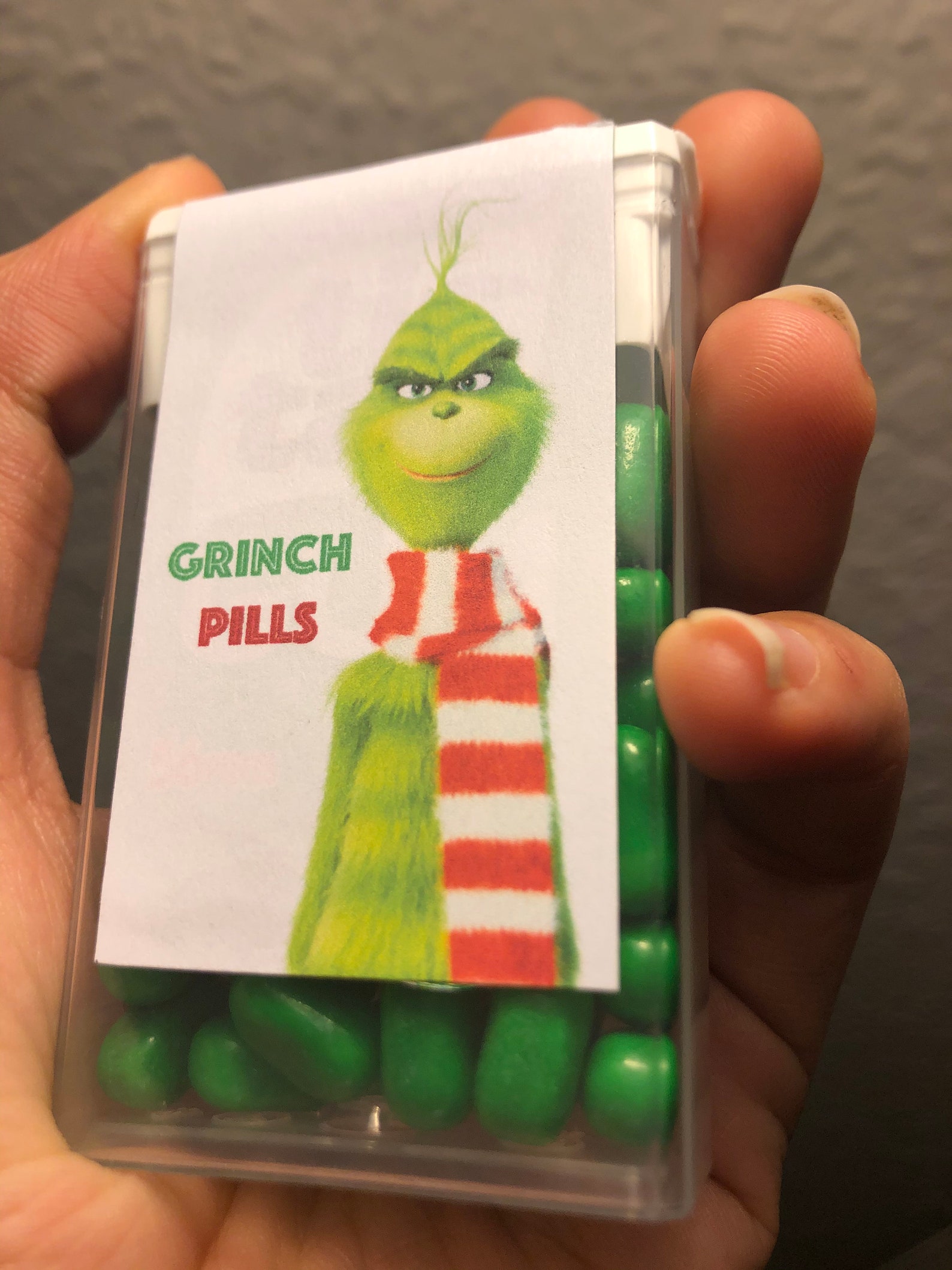 Grinch Pills printable Tic Tac Printable 10 sticker per | Etsy