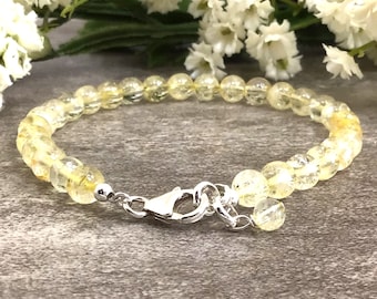 Natural Citrine Bracelet, Sterling Silver or Gold Filled, Chakra Healing