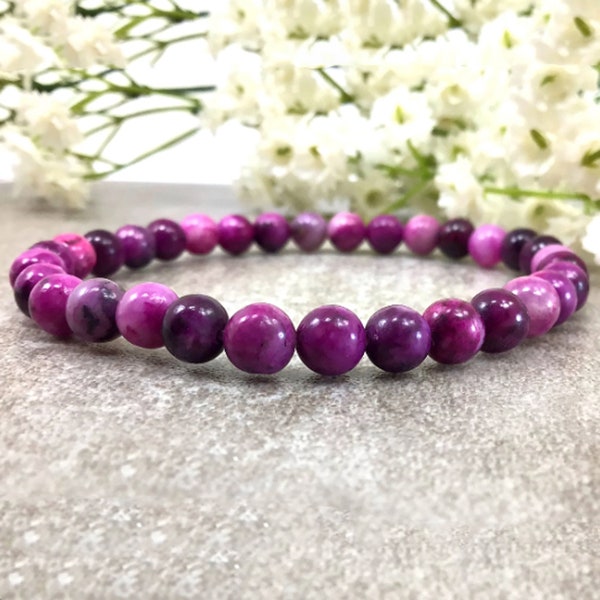 Purple Sugilite Bracelet 6mm Stretchy String Bracelet Healing Anxiety Relief Spiritual Balancing Calming Gift For Women