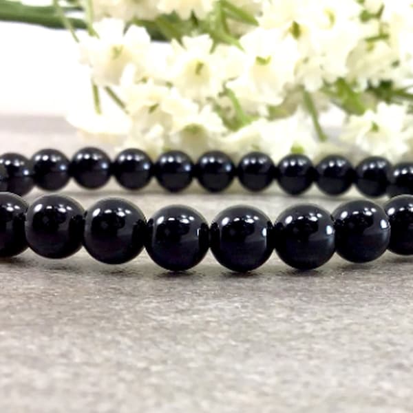 6mm Black Onyx Bracelet, Mens Jewelry, Gemstone Bracelet, Anxiety Relief Healing Protection Calming Stretchy Balance Gift For Men