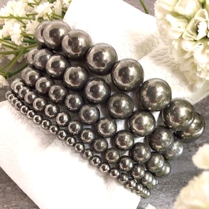 Natural Pyrite Bracelet Healing Crystal Gemstone Stretchy Bracelet Energy Protection Bracelet Reiki Jewelry 4mm 6mm 8mm 10mm 12mm