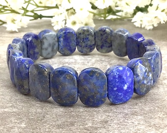 Blue Lapis Lazuli Beaded Stretchy Bracelet, Crystal Healing Jewelry