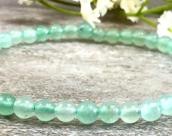 4mm Green Aventurine Bracelet, Natural Healing Crystal, Elastic