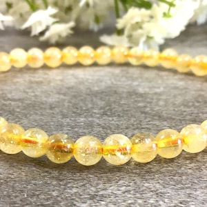Natural Citrine Beaded Bracelet Handmade High Quality 4mm Stretch Crystals Gemstone Bracelet Summer Jewelry Holiday Gift