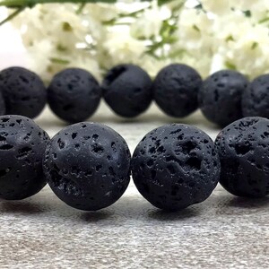 10mm Black Lava Stone Bracelet Lava Diffuser Bracelet Lava Beads Bracelet Healing Protection Stretchy Bracelet Gift For Women And Men