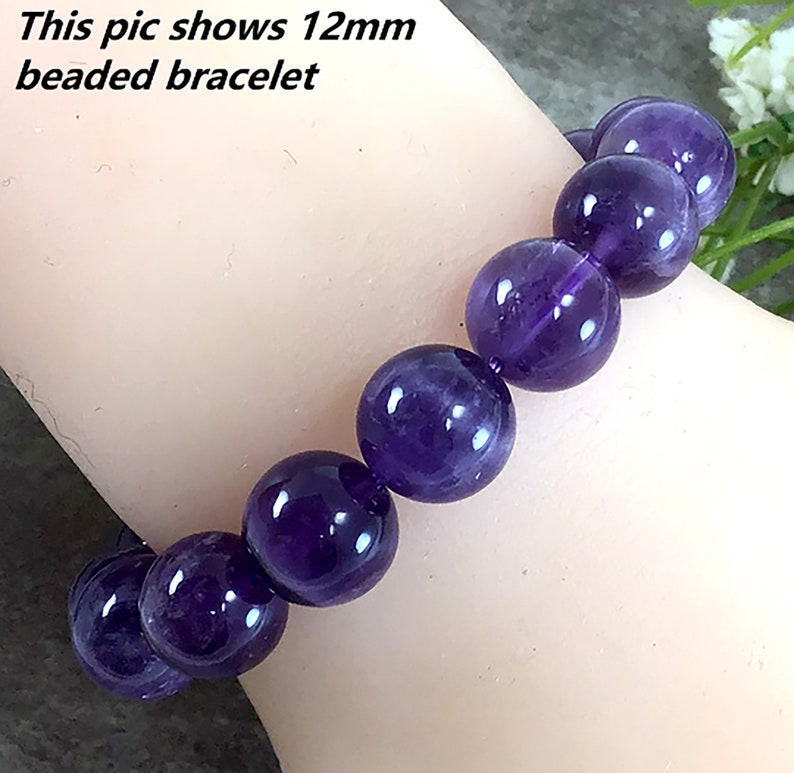 Bracelet en perles d'améthyste violette naturelle, de haute qualité, fait à la main, en pierres précieuses extensibles, pour femmes, 4mm, 6mm, 8mm, 10mm, 12mm, Bracelet d'été image 7