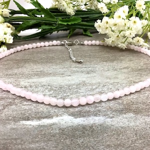 Natural Rose Quartz Necklace 4mm Healing Crystal Beaded Necklace Crystal Jewelry Elegant Necklace Gift For Women