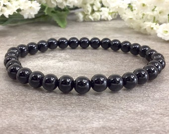 Black Tourmaline Bracelet 6mm Gemstone Handmade Healing Jewelry