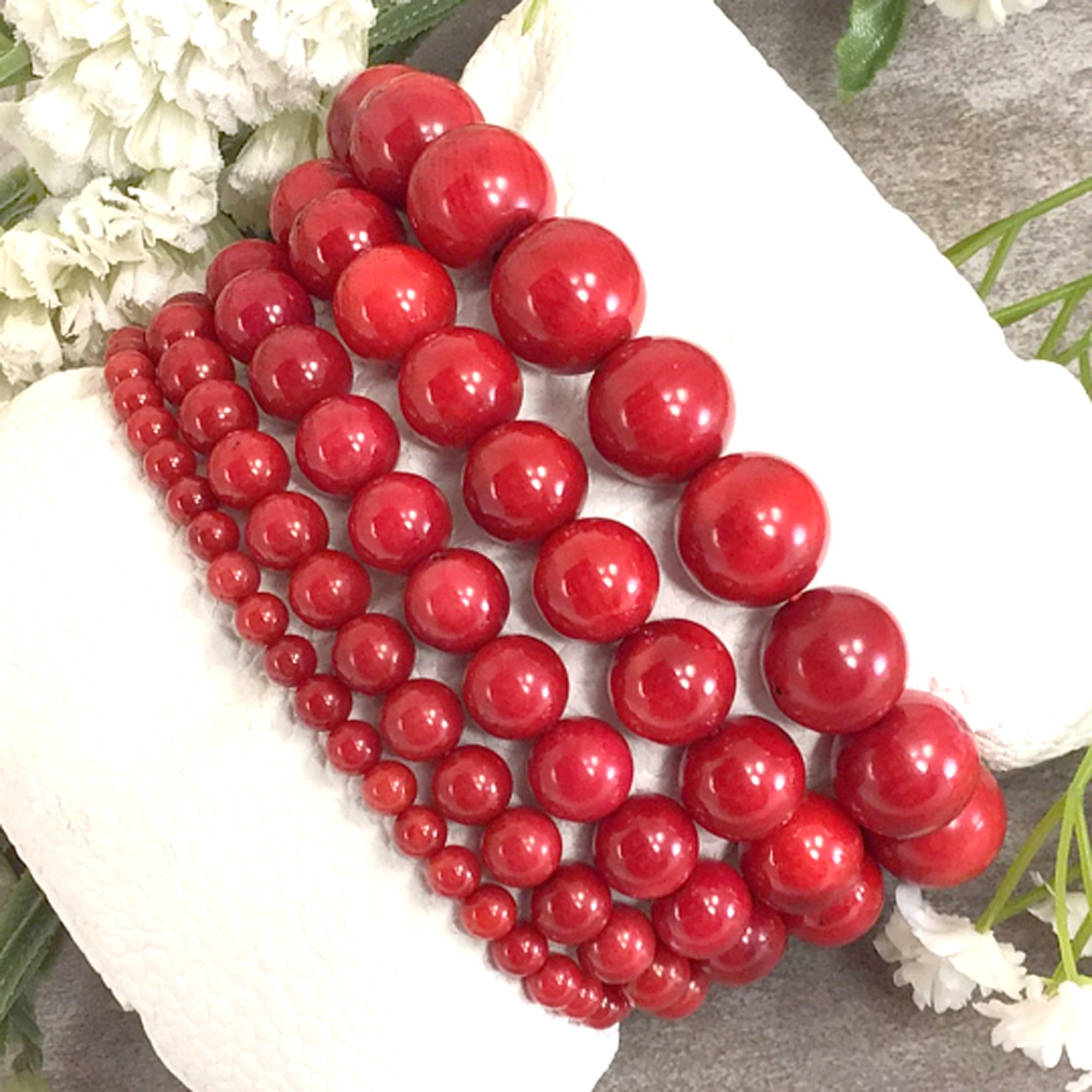 Red Coral Beads, 2.5mm 3mm 4mm 6mm 8mm 10mm 12mm Round Coral Beads Strand,  Natural Loose Gemstone Beads, Semi Precious Stone Beads, CRL20X0 