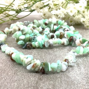 Natural Chrysoprase Chips Necklace Green Chrysoprase  Crystal Jewelry Statement Necklace Boho Necklace Gift For Women
