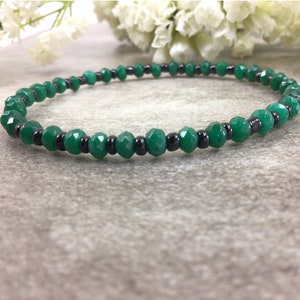 4mm Green Jade Bracelet, Jade Bracelet, Chakras Healing Gemstone Round Faceted Beaded Bracelet, Stretchy Bracelet, Christmas Birthday Gift