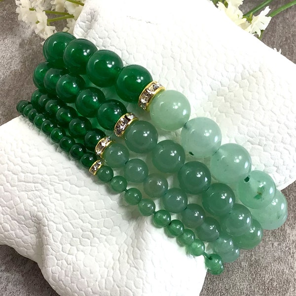 Green Jade/Aventurine Beaded Bracelet Crystal Bracelet Stretchy Bracelet Healing Jewelry Valentine's Day Gift 4mm 6mm 8mm 10mm