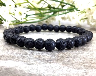 8mm Black Lava Stone Bracelet Healing Aromatherapy Diffuser