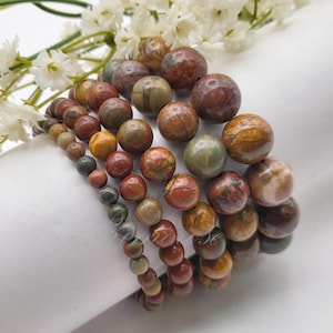 Picasso Jasper Beaded Bracelet Premium Handmade Stretch Multi Color Gemstone Bracelet 4mm 6mm 8mm 10mm 12mm Gift For Her Him