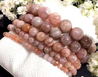 Natural Peach Moonstone Bracelet,Healing Crystals Bracelet,Anxiety relief protection balancing stretchy bracelet 4mm 6mm 8mm 10mm 12mm