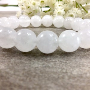 10mm Jade Bracelet White Jade Bracelets for Women Clear Jade Bracelet for Men Stretchy Bracelet Healing Protection Bracelet Gift