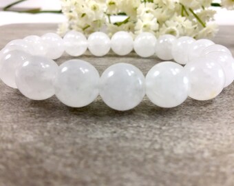 10mm White Jade Bracelet - Healing Crystal Protection Bracelet