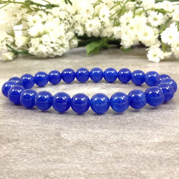 STONE BEAD BRACELET 8 MM NAVY BLUE STONE BEAD BRACELET 8 MM NAVY BLUE
