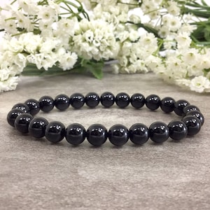Black Tourmaline Bracelet Jewelry Handmade 8mm Gemstone Bracelet Anxiety Relief Healing Protection Calming