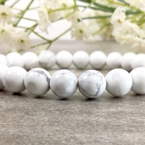10mm White Howlite Bracelet, Healing Protection Balancing Stretchy Gemstone Beaded Bracelet Gift For Women And Men, Christmas Gift