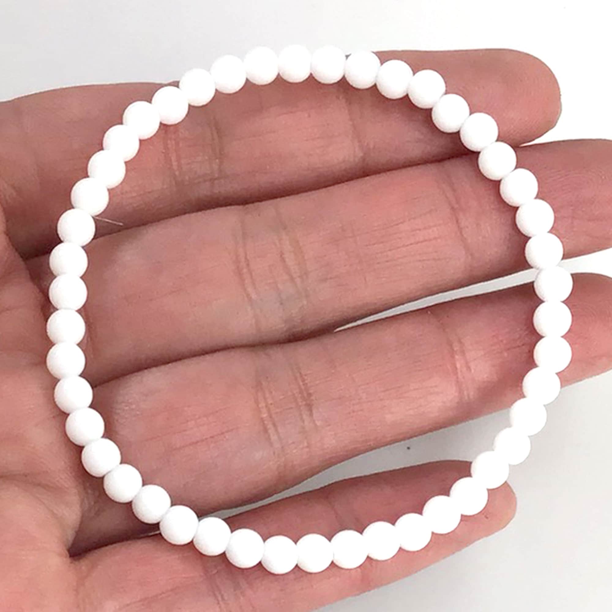 4mm Natural White Marble Bracelet Healing Gemstone Beaded Etsy