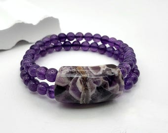 Amethyst Bracelet: Handmade Double Strand Crystal Healing Jewelry