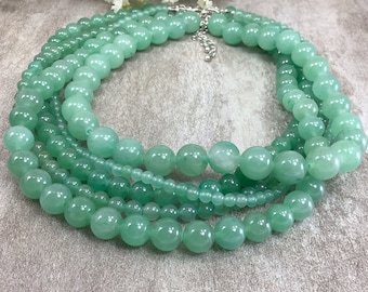 Natural Green Aventurine Gemstone Necklace Crystal Healing Jewelry 4-12mm