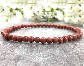 4mm Goldstone Beaded Bracelet, Men's Healing Crystal Jewelry
